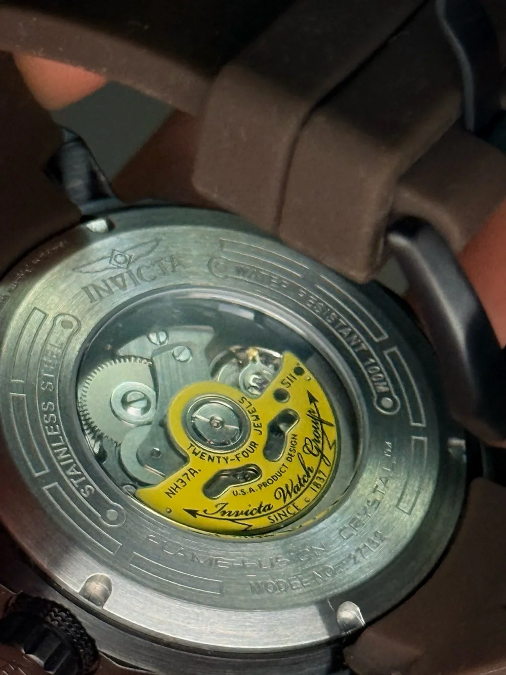 INVICTA Automatic NH37A Men's Mechanical Sports Watch - Brown/Orange Dial